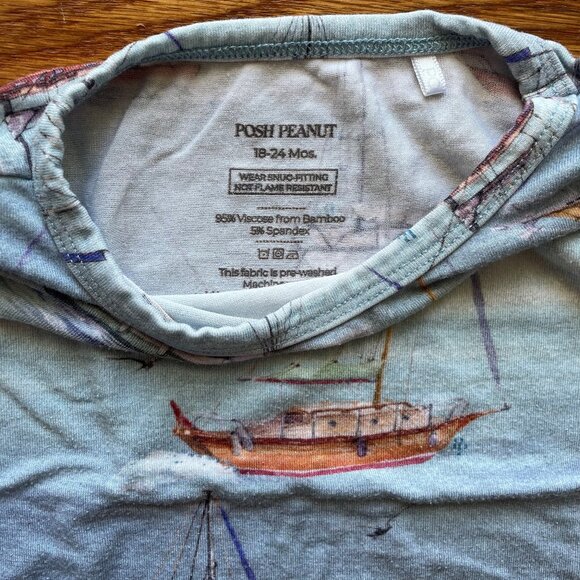 Posh Peanut Skip Blue Sailboat Classic Pajama Set Size 18-24 Month - Picture 7 of 13